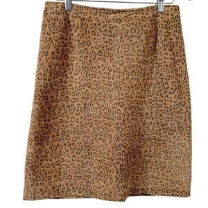 Margaret Godfrey Leopard Print Suede Leather Skirt